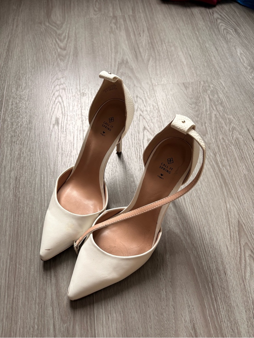 Call It Spring Ivory Pointed Toe Ankle-Strap Heels